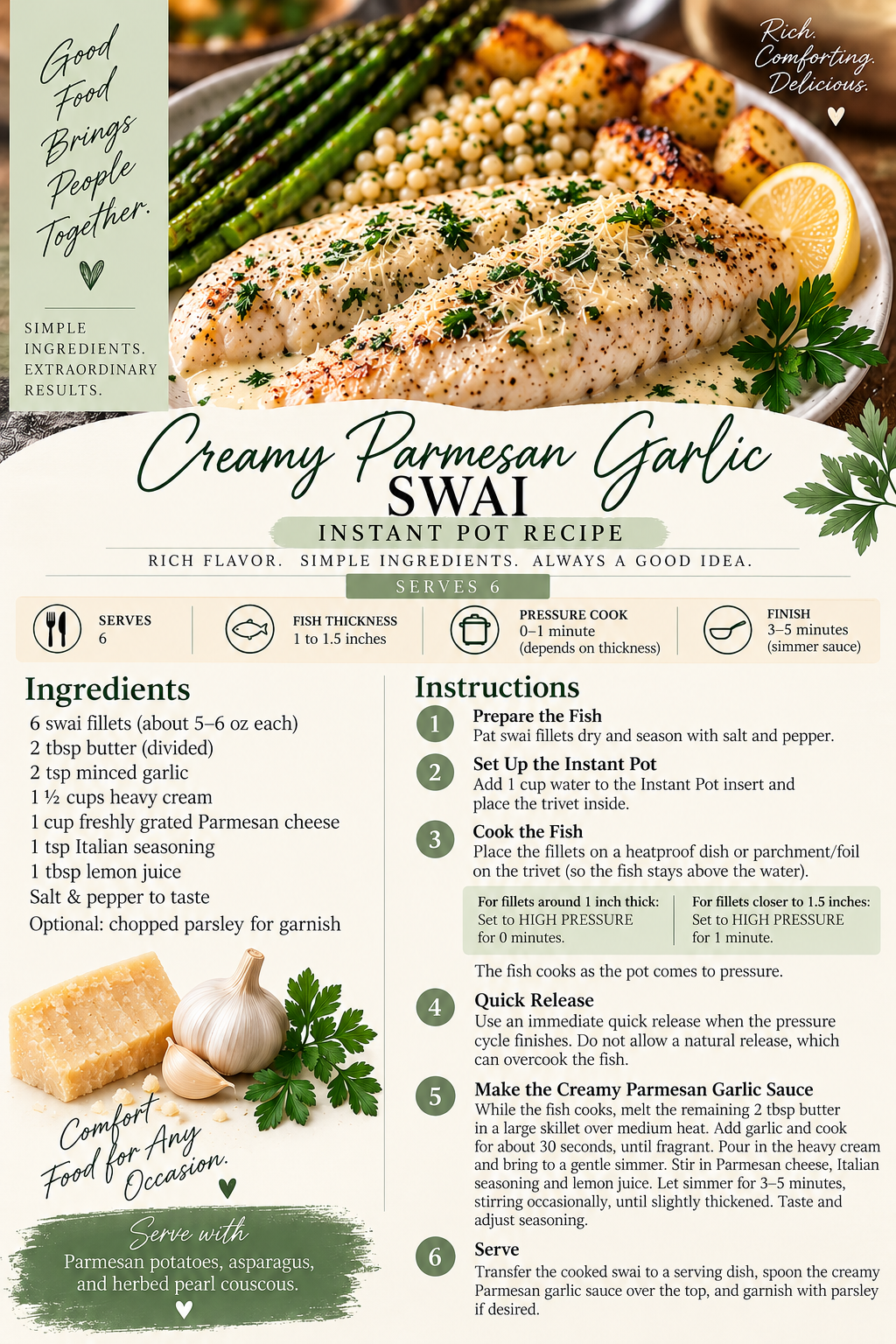 Creamy Parmesan Garlic Swai recipe card